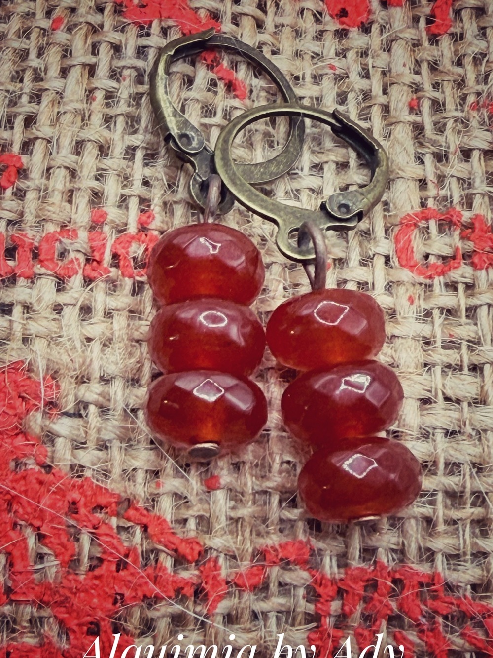 Alquimia Carnelian Stack Drop Earrings - Rich Orange
